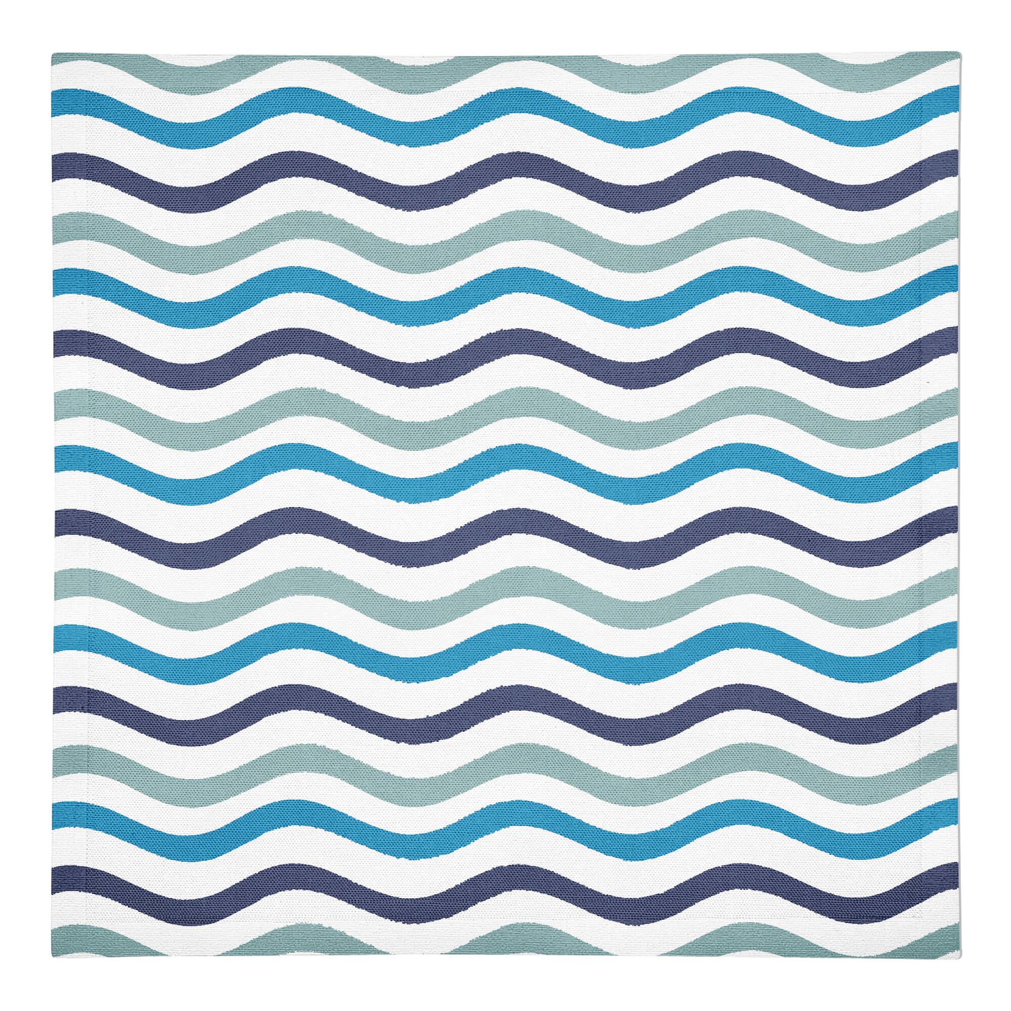 Blue Wavy Lines Cotton Twill Napkin
